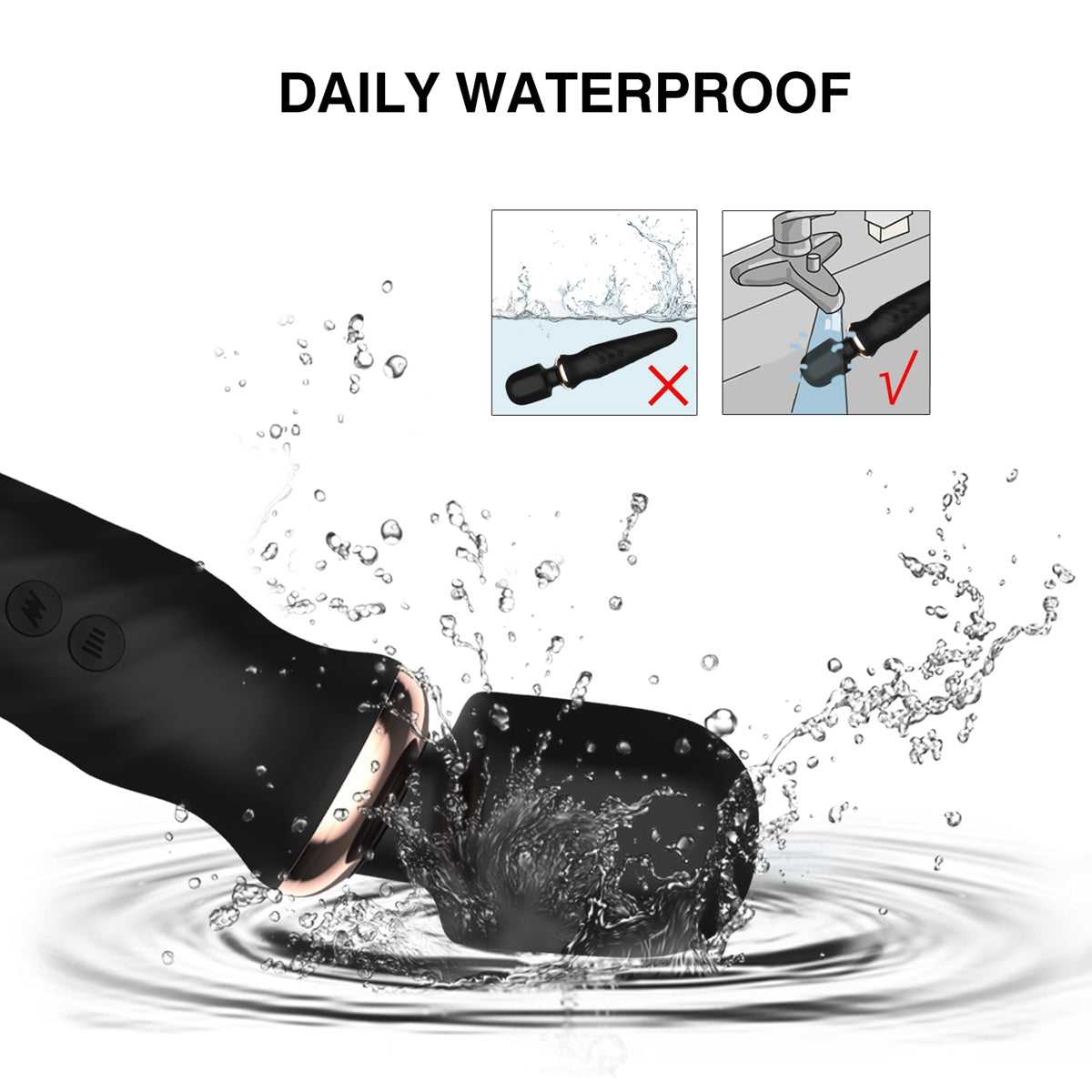Wireless Waterproof Power Wand Massager Silicone Vibrator