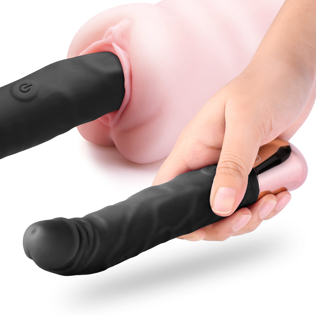 Black Realistic G-spot Dildo Vibrator Wand Massager