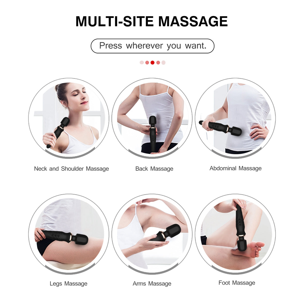 Wireless Waterproof Power Wand Massager Silicone Vibrator